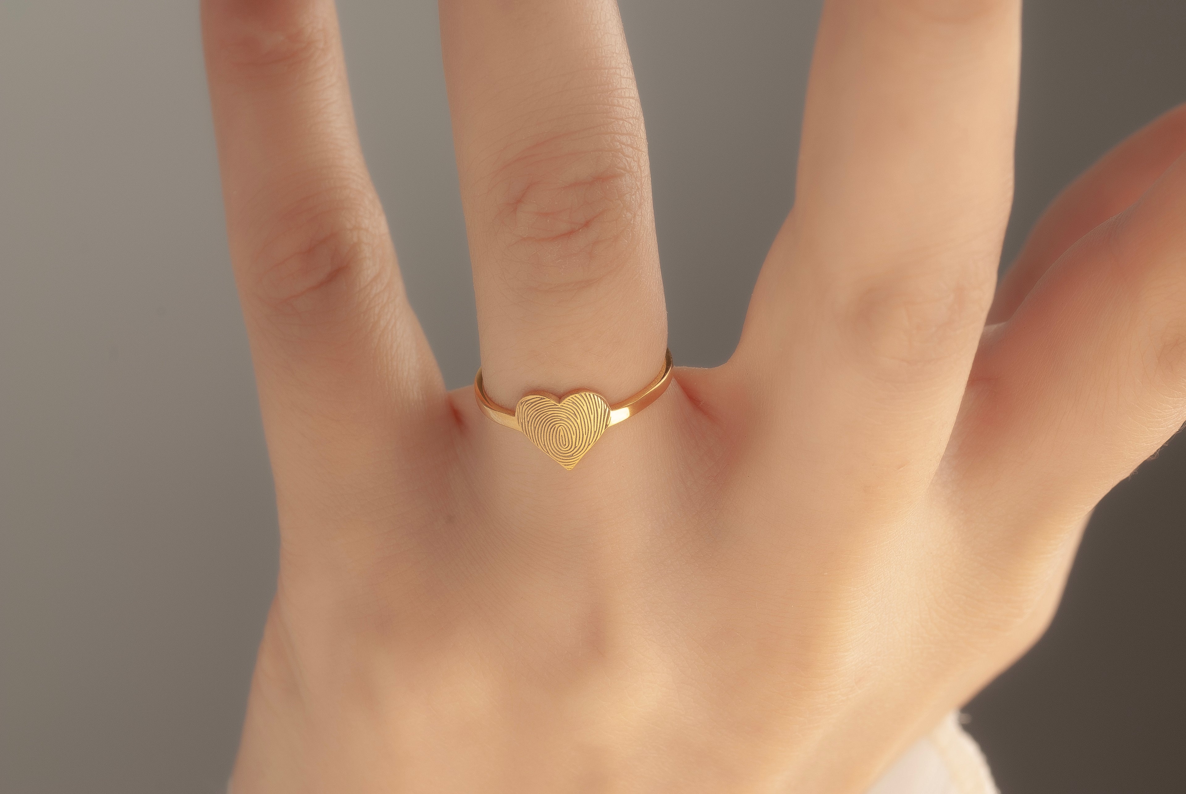 PARMAK İZİ KALP YÜZÜK 7